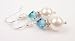 December Blue Zircon Swarovski Crystal .925 Sterling Silver Birthstone Pearl Drop Earrings