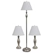 Brushed Nickel Lamp 3-pc. Set - Silver/ White