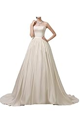 Strapless  Lace Satin Natural   Waistline  Ball Gown Wedding Dress 