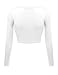 Simlu Womens White Short Cropped Top, Cheap Summer Top with Long Sleeves, White, Medium