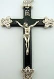 3" Gothic Silver Caps Pectoral Crucifix Cross Lucite Jesus Christ Black