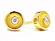 18k Yellow Gold Diamond Bezel Stud Enamel Earrings Ct.tw 0.15