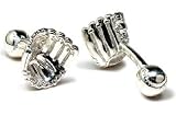 Baseball Glove Mitt Sterling Silver Cufflinks