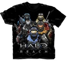 Halo Reach Group Pose Men Black T-Shirt (XL)