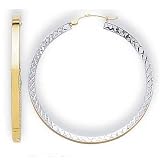 14k Two-Tone Large Diamond-Cut Hoop Earrings