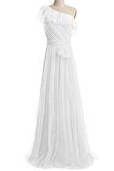 Chiffon One Shoulder Lace Ruched Evening Dress/Bridesmaid Dress 