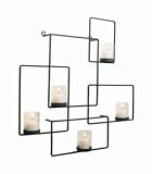 Black Iron Wall Puzzle Sconce Candle Holder W/ 5 Glass Candleholders