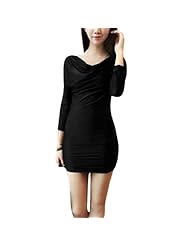 Long Sleeves Backless Cotton/Polyester Cowl Neck  Dress