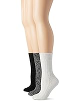 Cuddl Duds Women's Twist Solid Rib Crew Sock 3-Pack