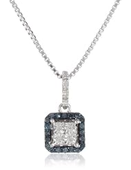 Diaura Sterling Silver Blueand White Diamond-Accent Pendant Necklace, 18"