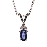 Fine Quality Sapphire and Diamond Pendant Necklace, 14k White Gold, 18 Chain (T.w 0.40)