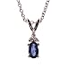 Fine Quality Sapphire and Diamond Pendant Necklace, 14k White Gold, 18 Chain (T.w 0.40)