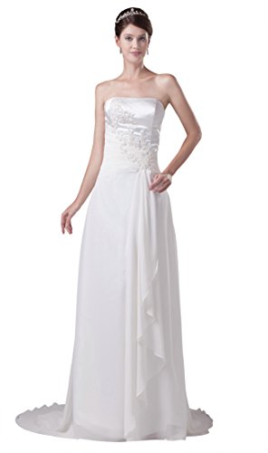 Diyouth Womenâ€™s Strapless Embroidery Wedding Dress White Size 18 ...