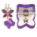BUTTERFLY Necklace Charm Pendant w/ Crystal Wings in Butterfly Velour Gift Box