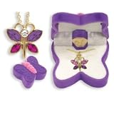 BUTTERFLY Necklace Charm Pendant w/ Crystal Wings in Butterfly Velour Gift Box
