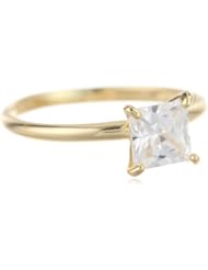 Platinum Plated Sterling Silver Princess-Cut Simulated Diamond Solitaire Ring