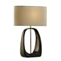 Nova Lighting 10931 Ode Standing Table Lamp, Dark Brown Wood & Polished Nickel with White Linen Shade