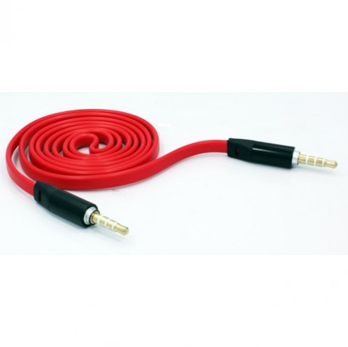 Fonus Red Tangle Free Flat Wire Car Audio Stereo Aux Cable Adapter for AT&T Pantech Element, Pantech Flex, Pantech Pocket, Pantech Renue, Pantech Swift
