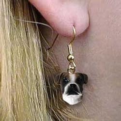 Boxer Uncropped - Dog Figurine Jewelry - Earrings