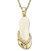 10k Yellow Gold Diamond Flip Flop Pendant (.025 cttw, I-J Color, I3 Clarity), 18"