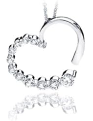 1.25 Ct Ladys Diamond Heart Shape Pendant in 18 Kt White Gold