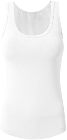 Hikwi Womens 3 Pack Baisc Scoop-Neck Cotton Tank Tops (X-Large, White 3 Pack)
