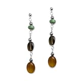 Turquoise Smoky Quartz & Carnelian Linear Earrings