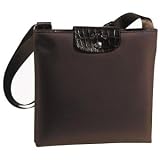 Longchamp Planetes Flat Messenger Bag, Ebony Croc