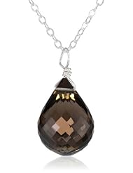Sterling Silver Gemstone Teardrop Pendant Necklace on Chain Necklace, 18"