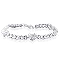 Designer Sterling Silver Arrow Link Heart Bracelet