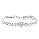 Designer Sterling Silver Arrow Link Heart Bracelet