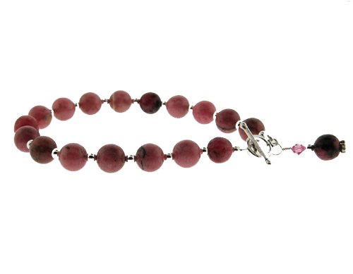 Click here to buy Rhodonite and Sterling Silver Bracelet with Swarovski Crystal by Tery K Jewelry.