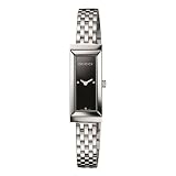 Gucci Women`s YA127504 G Frame Rectangle Steel Bracelet Black Mirror Dial Watch