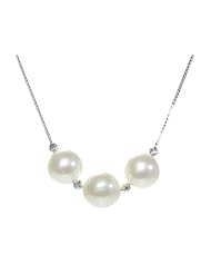 Elegant 925 Sterling Silver 10.0mm Cream Pearl Women Necklace - 18.1 inch