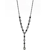 1928 Jewelry Jet and Black Diamond Tone Y-Drop Necklace