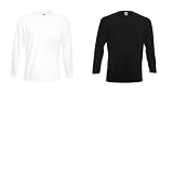 Longsleeve T-Shirt Super Premium von Fruit of the Loom S M L XL XXL Schwarz und Weiß