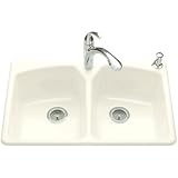 Kohler K-64912RBI Tanager White/Color Double Bowl Kitchen Sink - Biscuit