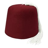 Maroon Fez with White Tassel