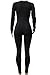 Rokiney Black Low-cut Solid Color Long Sleeve Jumpsuit Full Length L For Women