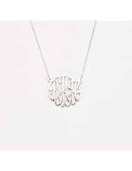 .925 Sterling Silver Custom Three Letter Initial Monogram Pendant .75 inch