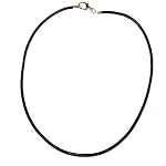 Leather Cord 19 Black 3mm Round Silver Lobster Clasp Necklace Thick for Pendants (24 Inches)