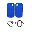 Blue Silicone Gel Skin Cover Case + Rapid Car Charger + USB Data Charging Sync Cable for Samsung Instinct S30 M810