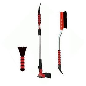 Mallory Super Value Pak 3 Pieces - 36" Ultra Max Snow Brush W/ice Scraper, 10" Ice Scraper, 52" Telescopic Pivoting Head Snow Brush with Squeegee Head and Ice Scraper, Color Varies