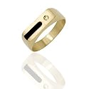 Ysora - Chevali&egrave;re homme onyx et diamant - Or Jaune - 750/1000