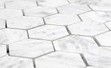 CARRARA (CARRERA) MARBLE 1" HEXAGON POLISHED MOSAIC
