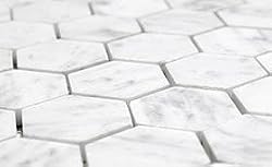 CARRARA (CARRERA) MARBLE 1" HEXAGON POLISHED MOSAIC