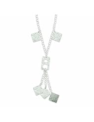 Sterling Silver Polished & Textured Shapes Drop Necklace