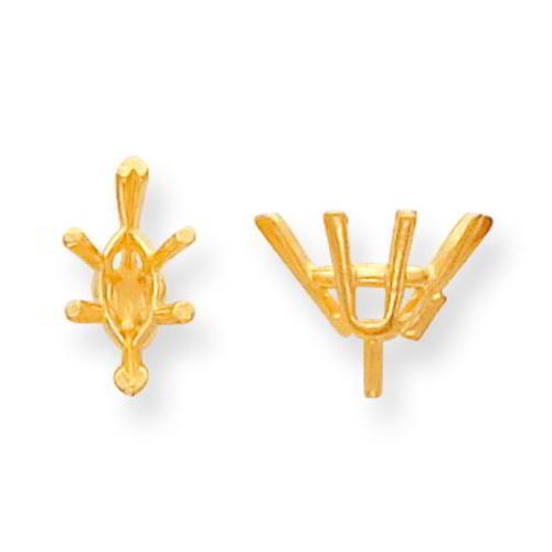 14K Gold 6 Prong Marquise Peg V-End Setting 7x12.5mm