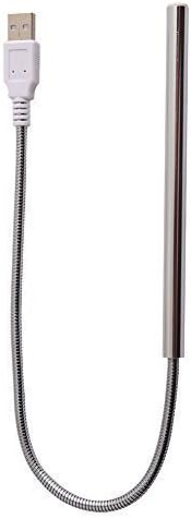 Coolbest Mini Flexible Gooseneck USB LED Stick Computer Laptop Reading Light Lamp Portable Stepless Dimmable Touch Lamp for Laptop Computer White Light (Silver)
