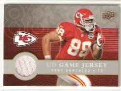 2008 Upper Deck First Edition Jerseys #FGJ-TG Tony Gonzalez - Kansas City Chiefs (Piece of Authentic Game Used Jersey)(Football Cards)